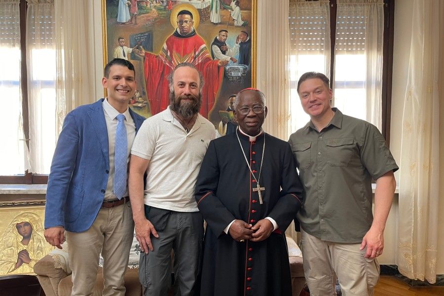Angelo Libutti and Ray Grijalba meet and interview Nigerian Cardinal Francis Arinze for the movie