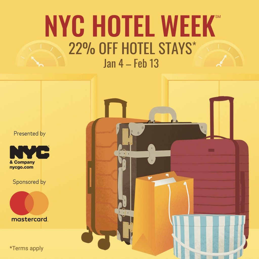 La prima "NYC Hotel Week" offre prenotazioni con uno sconto del 22%