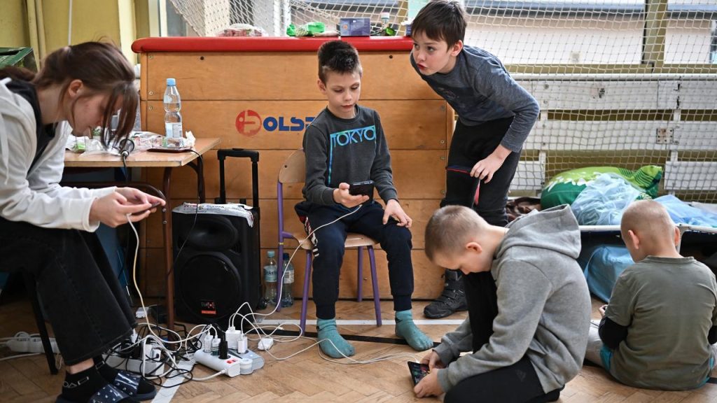 These children, pictured in a shelter in Poland on Monday 21 March, had to flee war-torn Ukraine. Epic Games has pledged two weeks of profits from its Fortnite game for humanitarian aid. Picture: Jeff J Mitchell/Getty Images