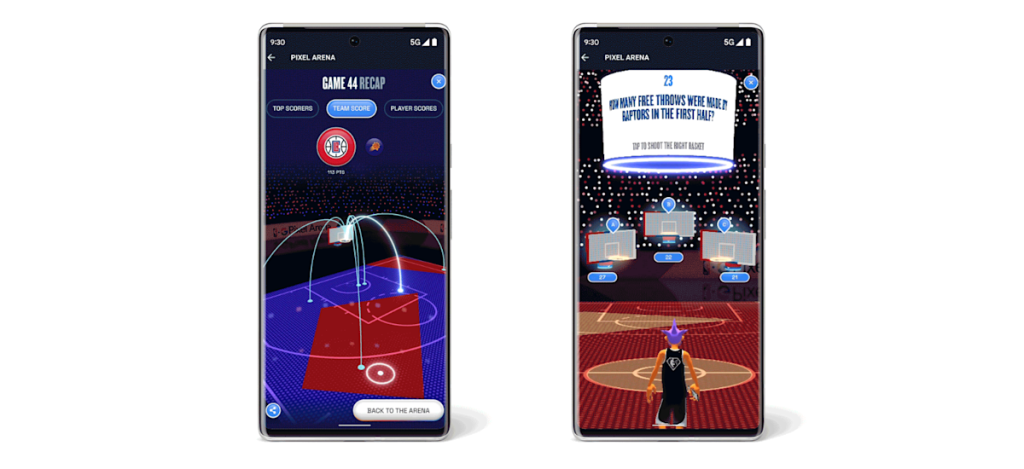 Google collabora con l'NBA per ospitare la "virtuale" Pixel Arena all'interno dell'app NBA