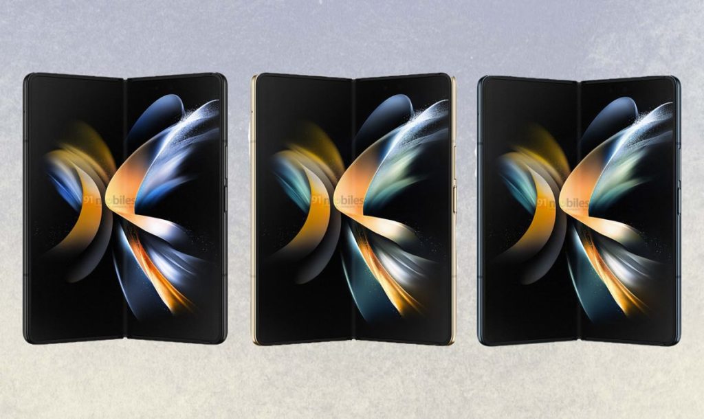 Alleged official renders of the Samsung Galaxy Z Fold 4 in three colors
